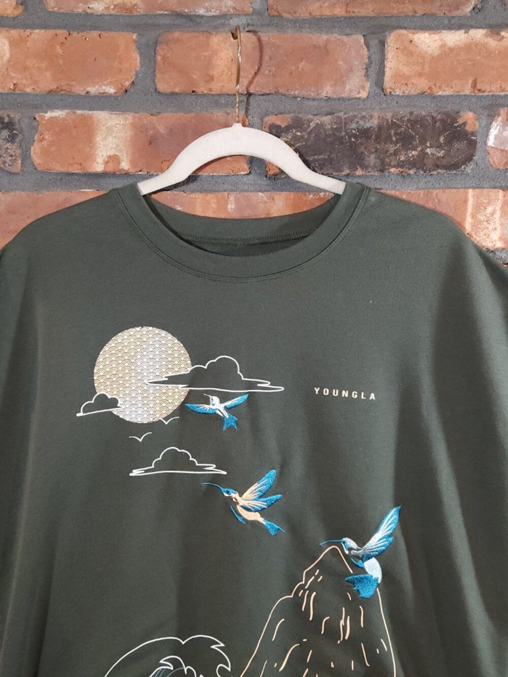 YoungLA Embroidered Bird French Terry Muscle Tee Streetwear Contemporary Men's S - Picture 2 of 7